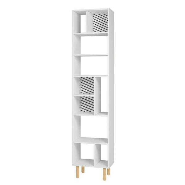 Designed To Furnish 77.95 in. Essex Bookcase with 10 Shelves, White & Zebra DE3589013